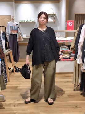 「studio CLIP（スタディオクリップ）のデザインチェーンネックレス（ネックレス、その他）」を使った、emiclip1921さん（レディース・160cm）の夏コーディネート