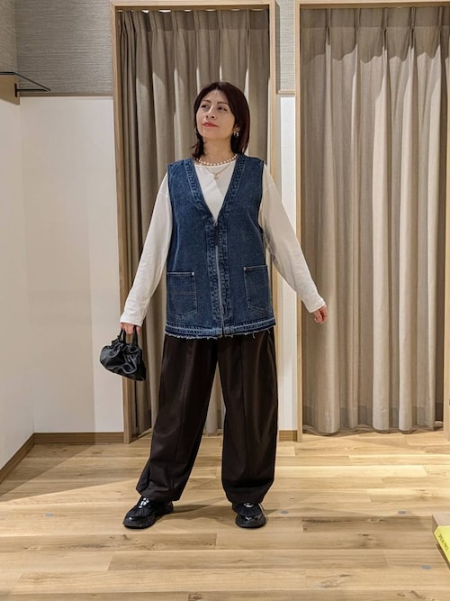 セール】フロント切り替えギャザーパンツ[プチ・プラスサイズあり