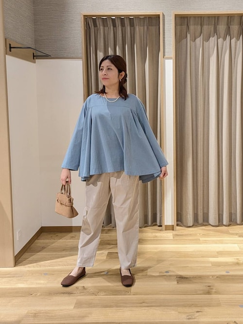 新品 リネンタックフレアプルオーバー SUNAOKUWAHARA】タックフレアプルオーバー（Tシャツ/カットソー
