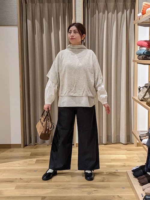 セール】ツイードライクストレートパンツ[プチ・プラスサイズあり