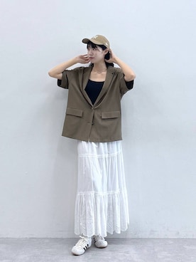 「アイテム（テーラードジャケット）」を使った、moemistyleさん（レディース・170cm）の夏コーディネート