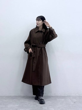 「RAGEBLUE（レイジブルー）のアイテム（ステンカラーコート）」を使った、moemistyleさん（レディース・170cm）の秋コーディネート
