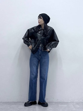 「RAGEBLUE（レイジブルー）の抗菌・防臭/トラックソール厚底コインローファー（ローファー、その他）」を使った、moemistyleさん（レディース・170cm）の冬コーディネート