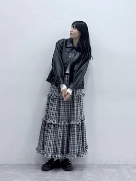 「RAGEBLUE（レイジブルー）の抗菌・防臭/トラックソール厚底コインローファー（ローファー、その他）」を使った、moemistyleさん（レディース・170cm）の冬コーディネート