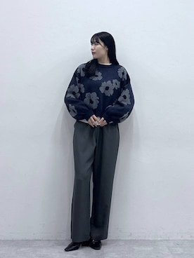 「RAGEBLUE（レイジブルー）の【SET UP】ジップブルゾン/ワイドパンツ（セットアップ、グレー系）」を使った、moemistyleさん（レディース・170cm）の冬コーディネート