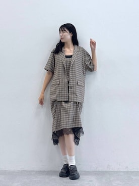 「RAGEBLUE（レイジブルー）の抗菌・防臭/トラックソール厚底コインローファー（ローファー）」を使った、moemistyleさん（レディース・170cm・20代）の夏コーディネート