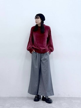 「アイテム（ニットキャップ/ビーニー）」を使った、moemistyleさん（レディース・170cm）の秋コーディネート