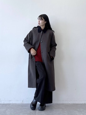 「アイテム（ステンカラーコート）」を使った、moemistyleさん（レディース・170cm）の秋コーディネート
