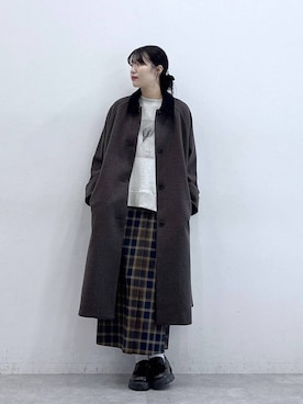 「アイテム（ステンカラーコート）」を使った、moemistyleさん（レディース・170cm・20代）の秋コーディネート