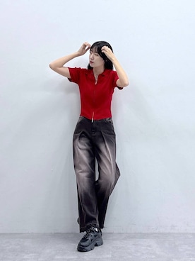 「RAGEBLUE（レイジブルー）のアイテム（ニット/セーター）」を使った、moemistyleさん（レディース・170cm）の夏コーディネート