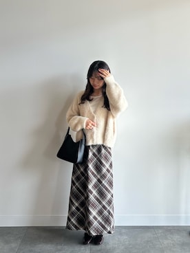 「KBF（ケイビーエフ）のシアーベロアシャーリングスリーブトップス（Tシャツ/カットソー）」を使った、はなさん（レディース・156cm）の秋コーディネート