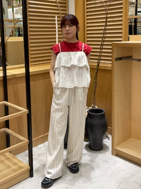 「URBAN RESEARCH DOORS（アーバンリサーチドアーズ）のラメストライプセットアップ（ワンピース、ベージュ系）」を使った、ayane01100212さん（レディース・158cm）の春コーディネート