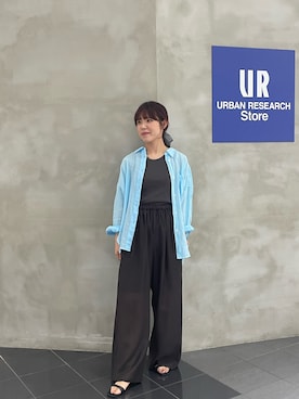 「URBAN RESEARCH（アーバンリサーチ）のガーメントダイラミーオーバーシャツ（シャツ/ブラウス、ブルー系）」を使った、ayane01100212さん（レディース・158cm）の春コーディネート