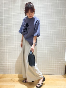 「URBAN RESEARCH Sonny Label（アーバンリサーチサニーレーベル）の別注/DISNEY/スウェットTシャツ（Tシャツ/カットソー、ブルー系）」を使った、ayane01100212さん（レディース・158cm）の夏コーディネート