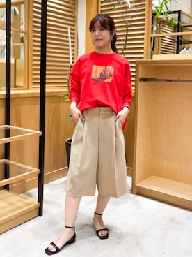「URBAN RESEARCH（アーバンリサーチ）の『UR TECH DRYLUXE』ハーフパンツ（その他パンツ、ベージュ系）」を使った、ayane01100212さん（レディース・158cm）の夏コーディネート