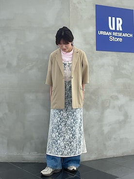 「URBAN RESEARCH（アーバンリサーチ）の『UR TECH DRYLUXE』ハーフスリーブジャケット（その他アウター、ベージュ系）」を使った、ayane01100212さん（レディース・158cm）の春コーディネート