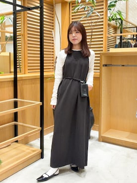 「URBAN RESEARCH（アーバンリサーチ）のnew basic　WOOL LINEN SILK ONE-PIECE（ワンピース、ブラウン系）」を使った、ayane01100212さん（レディース・158cm）の秋コーディネート