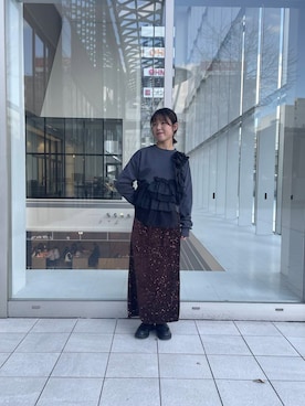 「KBF（ケイビーエフ）のフリルドッキングスウェット（スウェット）」を使った、ayane01100212さん（レディース・158cm）の冬コーディネート