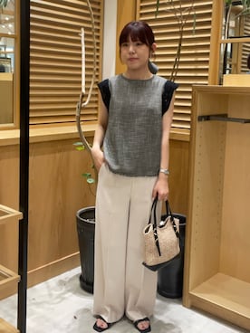 「URBAN RESEARCH ROSSO（アーバンリサーチロッソ）のドライタッチカラミレースブラウス（シャツ/ブラウス、ブラック系）」を使った、ayane01100212さん（レディース・158cm）の春コーディネート