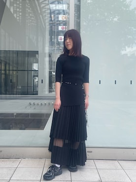 「KBF（ケイビーエフ）のアシンメトリーRIBニット（ニット/セーター、ブラック系）」を使った、ayane01100212さん（レディース・158cm）の春コーディネート