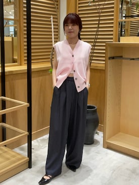 「URBAN RESEARCH（アーバンリサーチ）の片畦ニットベスト（ベスト、ピンク系）」を使った、ayane01100212さん（レディース・158cm）の夏コーディネート