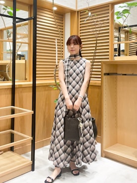 「URBAN RESEARCH ROSSO（アーバンリサーチロッソ）のベルト付フレアシルエットロングドレス（ワンピース、その他）」を使った、ayane01100212さん（レディース・158cm）の夏コーディネート