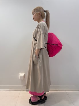 「アイテム（その他、ピンク系）」を使った、utaさん（レディース・154cm）の夏コーディネート