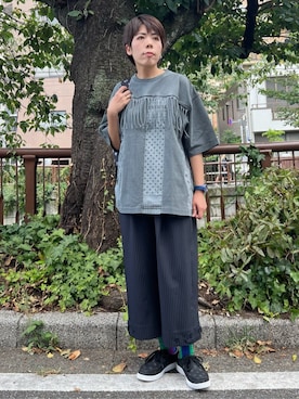 「アイテム（ソックス/靴下、グリーン系）」を使った、utaさん（レディース・166cm）の夏コーディネート