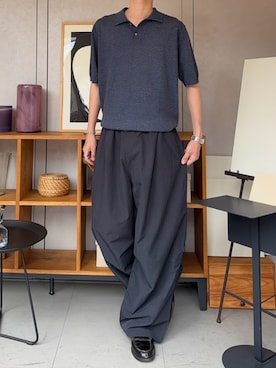 「YOLO（ヨーロ）のアイテム（ポロシャツ、ブルー系）」を使った、ハルさん（メンズ・179cm）の夏コーディネート