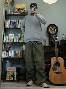「アイテム（スウェット）」を使った、ハルさん（メンズ・179cm）の夏コーディネート