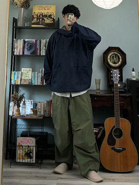 「アイテム（カーゴパンツ）」を使った、ハルさん（メンズ・179cm）の秋コーディネート