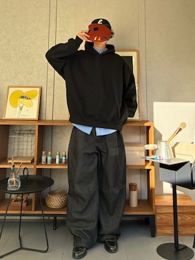 「アイテム（キャップ）」を使った、ハルさん（メンズ・179cm）の冬コーディネート