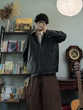 「アイテム（カーゴパンツ）」を使った、ハルさん（メンズ・179cm）の冬コーディネート