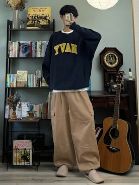 「アイテム（スウェット）」を使った、ハルさん（メンズ・179cm）の秋コーディネート