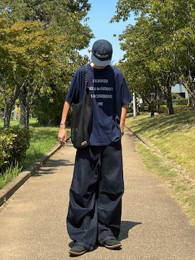 「アイテム（トートバッグ）」を使った、ハルさん（メンズ・179cm）の夏コーディネート