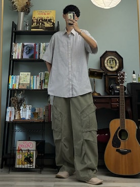 「アイテム（カーゴパンツ）」を使った、ハルさん（メンズ・179cm）の夏コーディネート