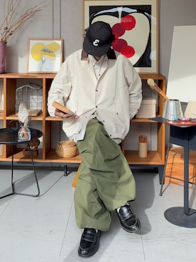 「アイテム（ナイロンジャケット）」を使った、ハルさん（メンズ・179cm）の秋コーディネート