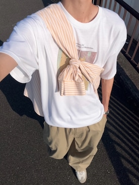 「GILDAN（ギルダン）のアイテム（Tシャツ/カットソー）」を使った、ハルさん（メンズ・179cm）の夏コーディネート