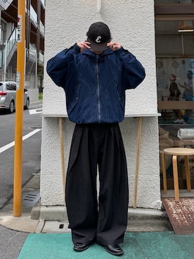 「YOLO（ヨーロ）のアイテム（ジャケット/アウター、ブルー系）」を使った、ハルさん（メンズ・179cm）の秋コーディネート