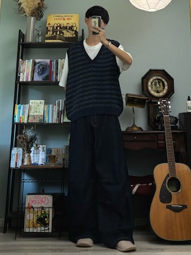 「アイテム（ベスト）」を使った、ハルさん（メンズ・179cm）の夏コーディネート