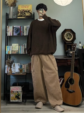 「アイテム（カーゴパンツ）」を使った、ハルさん（メンズ・179cm）の秋コーディネート