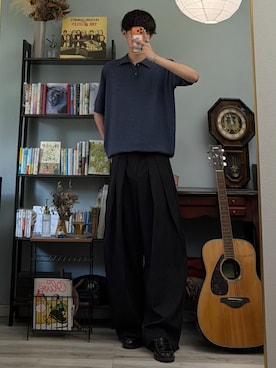 「YOLO（ヨーロ）のアイテム（ポロシャツ、ブルー系）」を使った、ハルさん（メンズ・179cm）の夏コーディネート