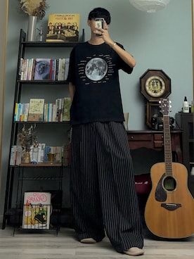 「ストライプパンツ」｜ハルさん（メンズ・179cm）の夏コーディネート