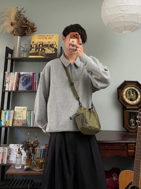 「YOLO（ヨーロ）のアイテム（スウェット、グレー系）」を使った、ハルさん（メンズ・179cm）の夏コーディネート