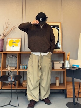 「アイテム（カーゴパンツ）」を使った、ハルさん（メンズ・179cm）の秋コーディネート