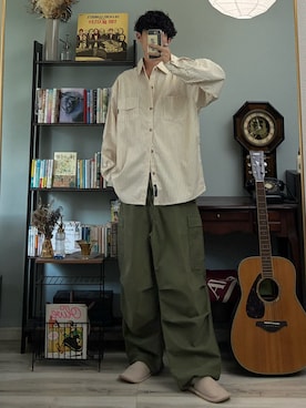 「アイテム（カーゴパンツ）」を使った、ハルさん（メンズ・179cm）の秋コーディネート