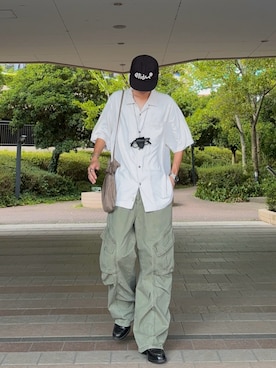 「アイテム（カーゴパンツ）」を使った、ハルさん（メンズ・179cm）の夏コーディネート