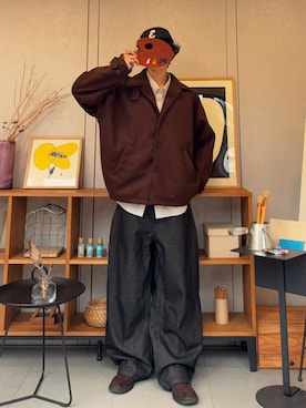 「アイテム（モカシン/デッキシューズ）」を使った、ハルさん（メンズ・179cm）の冬コーディネート