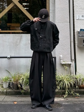 「YOLO（ヨーロ）のアイテム（ジャケット/アウター、ブラック系）」を使った、ハルさん（メンズ・179cm）の秋コーディネート