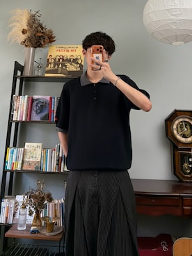 「silettoのアイテム（ポロシャツ、ブラック系）」を使った、ハルさん（メンズ・179cm）の夏コーディネート